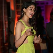 Actress Lavanya Tripathi Pictures in Yellow Sleeveless Dress at Zee Telugu Kutumbam Awards