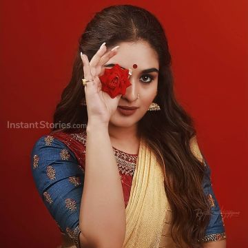 Prayaga Martin Latest Hot Photoshoot Photos/Wallpapers in Red / Yellow Saree (1080p)